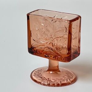 Vintage Tiara Exclusives Amber Sandwich Glass Square Sherbet Goblet - 1970